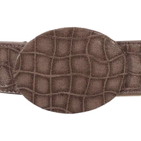 Chicos Brown Croc Embossed Leather Belt With Snake Print Accents Medium - Picture 5 of 7